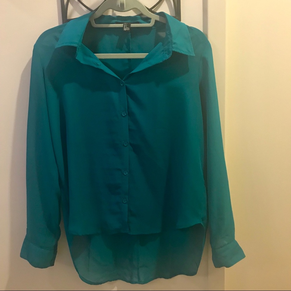 Teal Button Down Blouse